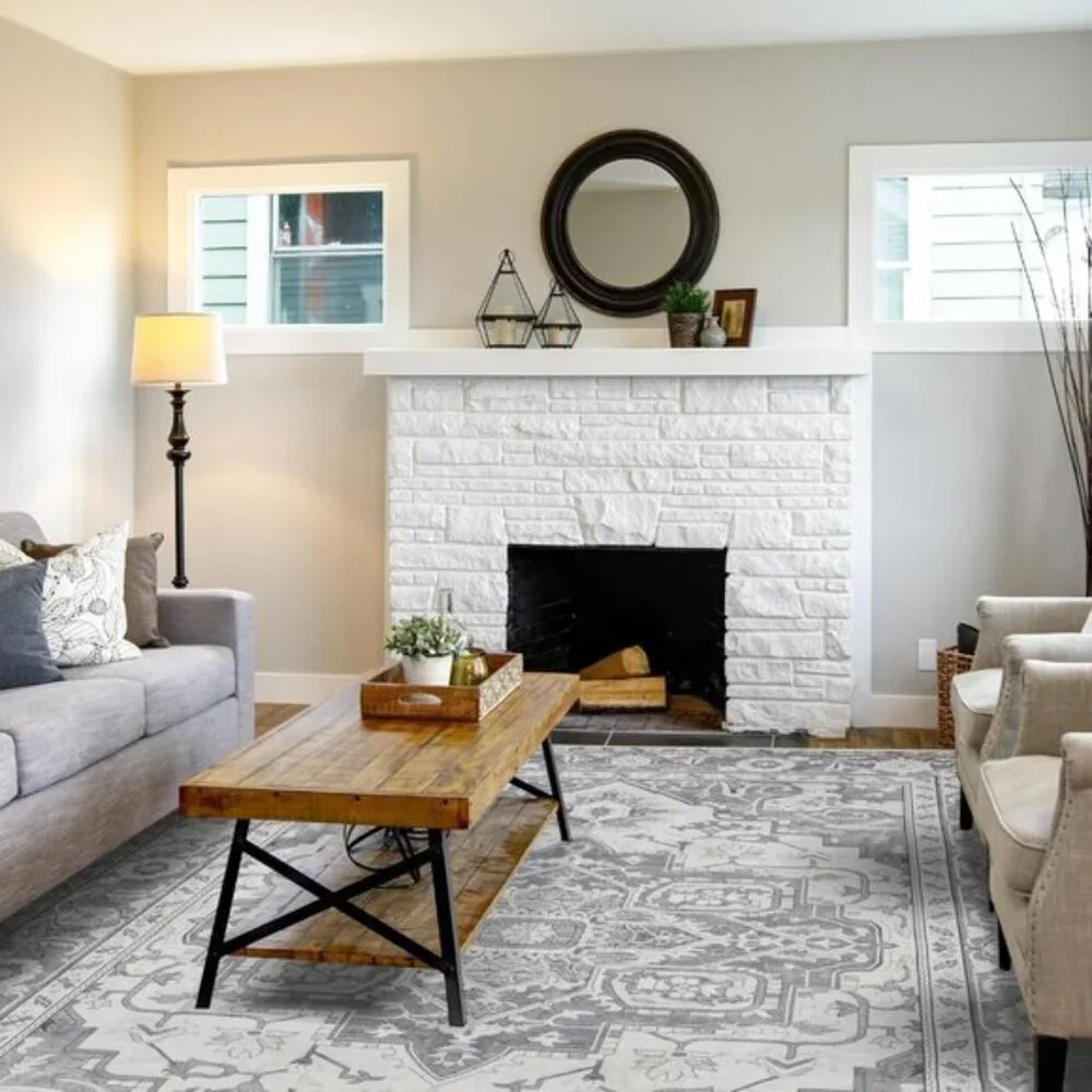 New 8x10 Washable Area Rug, Soft, Thin, Non-Skid Vintage Carpet for Living Room